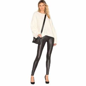 SPANX Faux Leather Black Leggings - Size SP